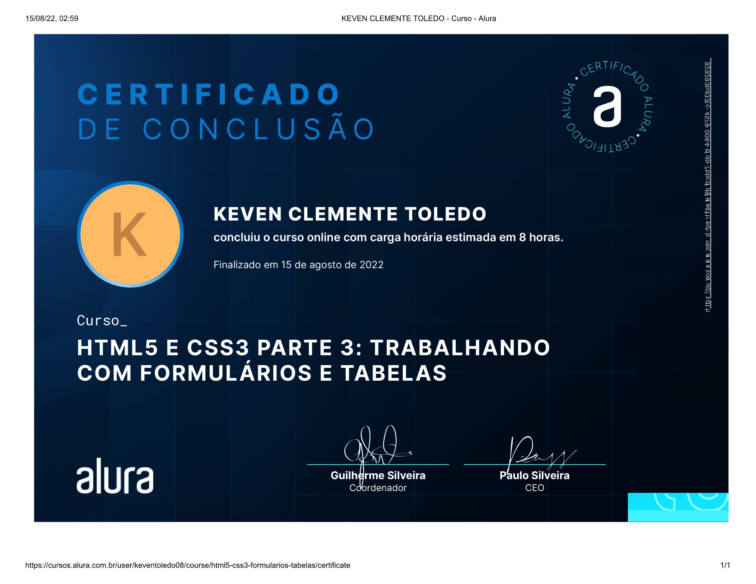 Certificado HTML5 e CSS3